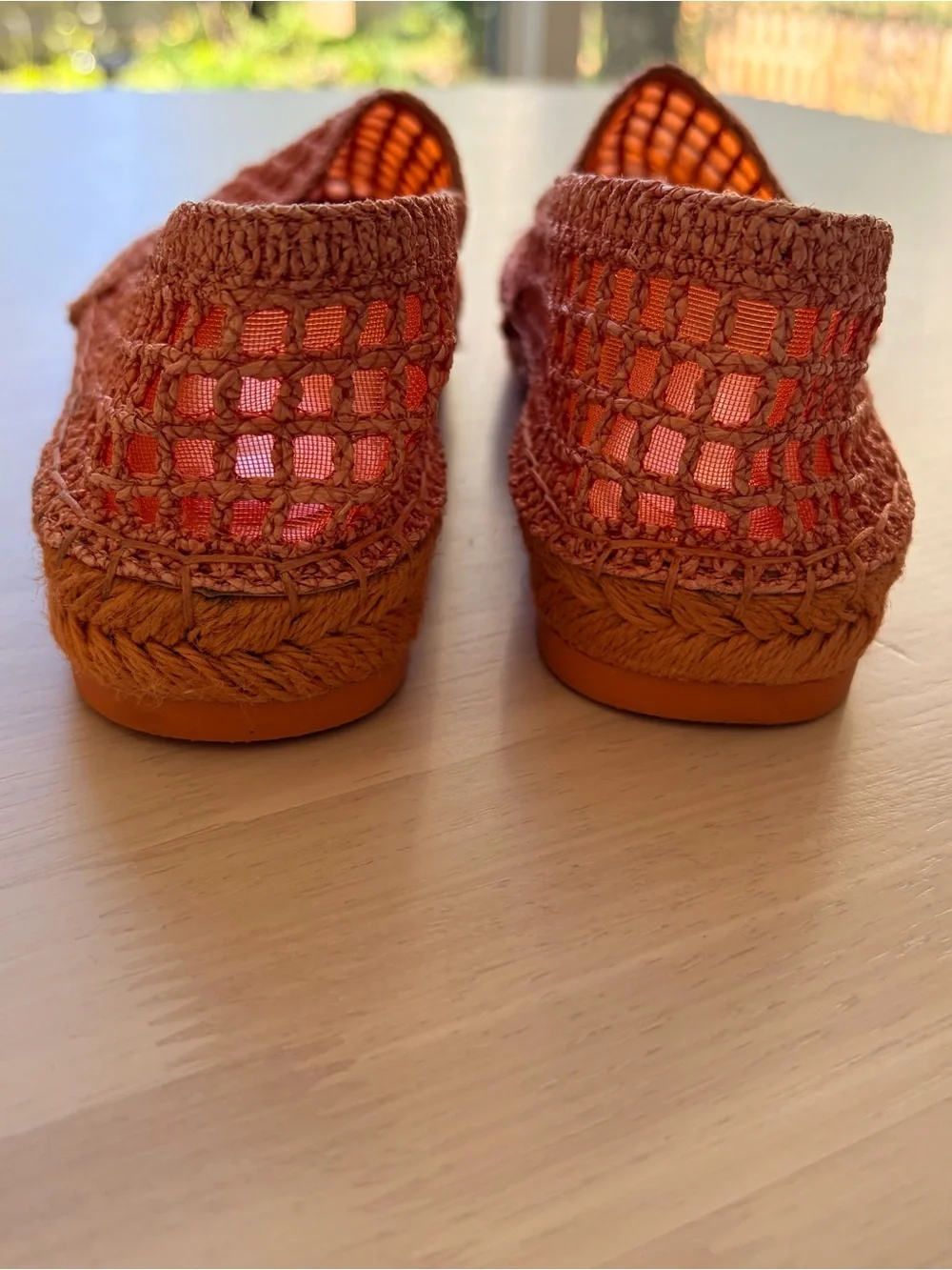 NINE WEST ‘Mansa’ Espadrille Flats Sz 6 Light Orange 🍊 EUC!